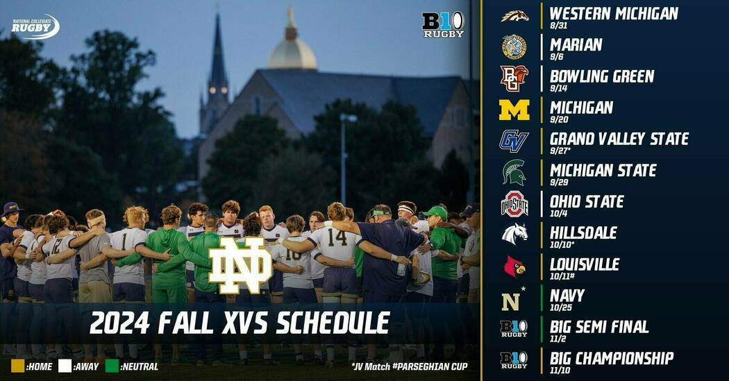 2024 Fall XVs Schedule News Rugby University of Notre Dame